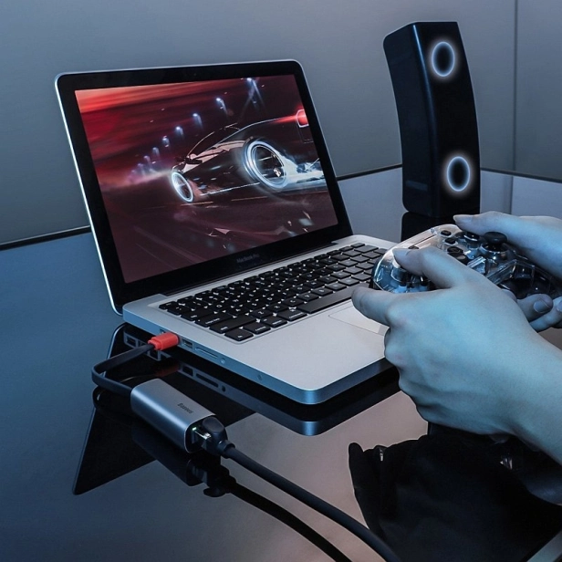 Baseus Steel Cannon USB - LAN, gigabitový sieťový adaptér (sivý)