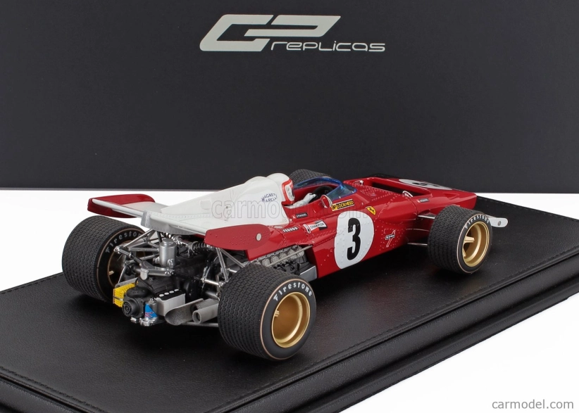 Repliky Ferrari F1 312b2 N 3 3. holandský Zandvoort Gp (s figúrkou pilota) 1971 Clay Regazzoni - Con Vetrina - s vitrínou 1:18 červená biela