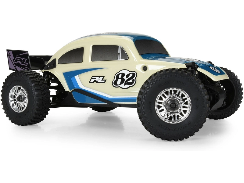 Karoséria Pro-Line Class 1 VW beetle blue, chrómové disky Diablo 12 mm s pneumatikami Flat Iron: Arrma Typhon Grom