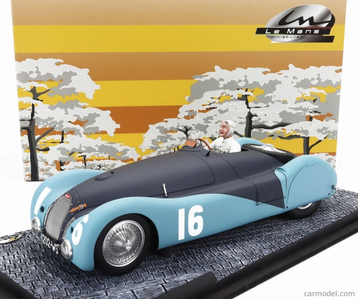 Miniatúry Le mans Bugatti F1 Type 57s 45 N 16 A.c.f. Gp 1937 Pierre Wimille 1:18 2 tóny matná modrá