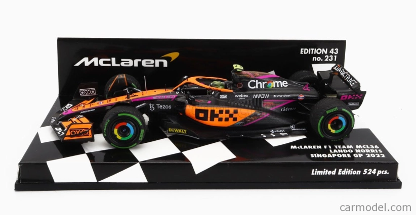 Minichamps Mclaren F1 Mcl36 Team Mclaren N 3 Singapore Gp 2022 Daniel Ricciardo 1:43 Oranžová svetlo modrá