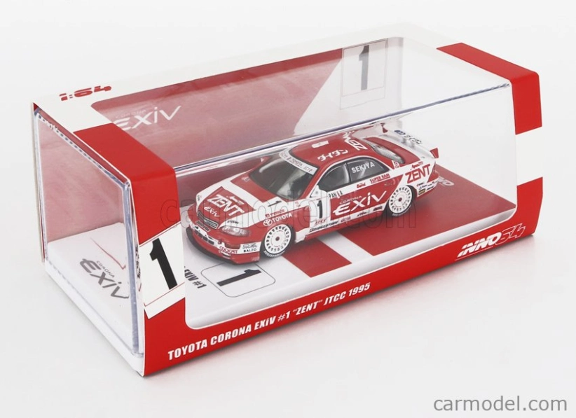 Inno-models Totota Set 2x Corona Exiv Zent N 1 Racing + Esso N 37 Racing 1995 1:64 červená biela