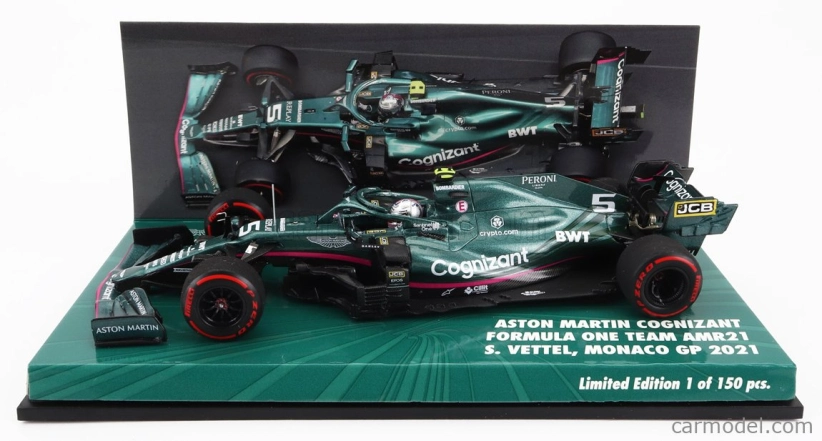 Minichamps Aston martin F1 Amr21 Mercedes M12 Eq Power+ Team Cognizant Formula One N 5 5th Monaco GP 2021 Sebastian Vettel 1:43 Green Met