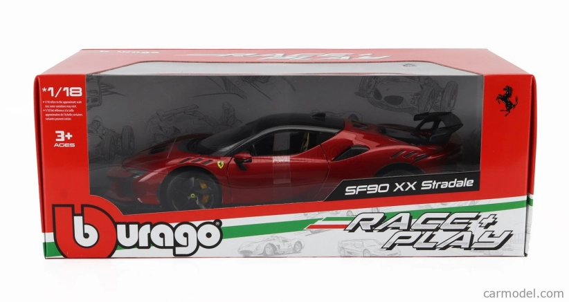 Bburago Ferrari Sf90xx Stradale 2024 1:18 Rosso Magma - Červená S Černou