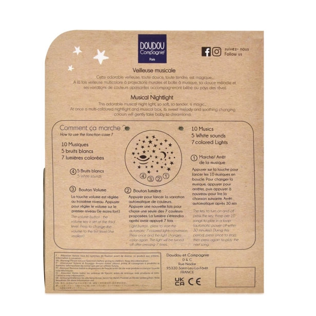 Doudou Hrací skříňka s projekcí Králíček hořčicově žlutý