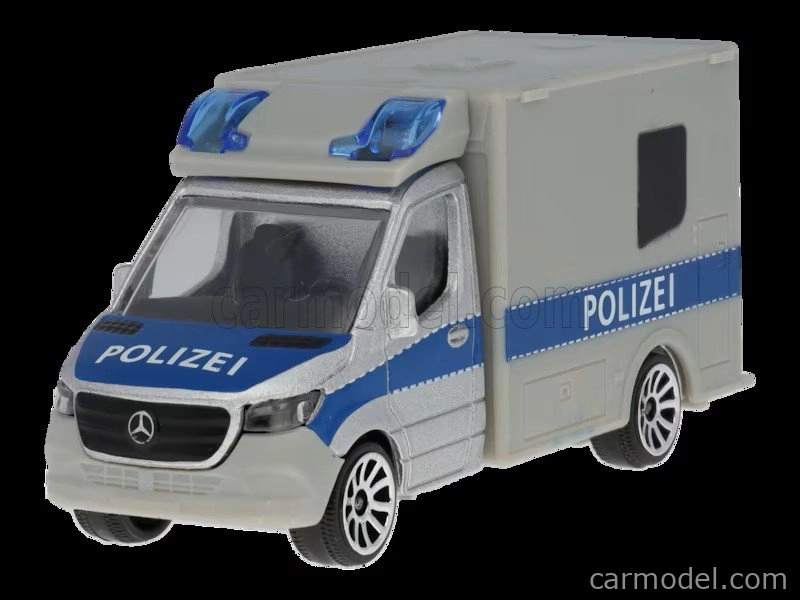 Majorette Mercedes benz Sprinter Van Polizei 2018 1:64 Stříbrná Modrá