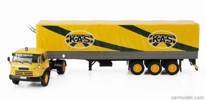 Edicola Barreiros Super Azor Truck Telonato Kas Transports 1967 - bez karty Box 1:43 Žltá