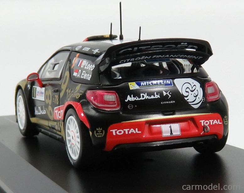 Ixo-models Citroen Citroen Ds3 Abu Dhabi Wrc N 1 Rally Francúzsko 2013 S.loeb - D.elena 1:43 Matná čierna zlatá červená