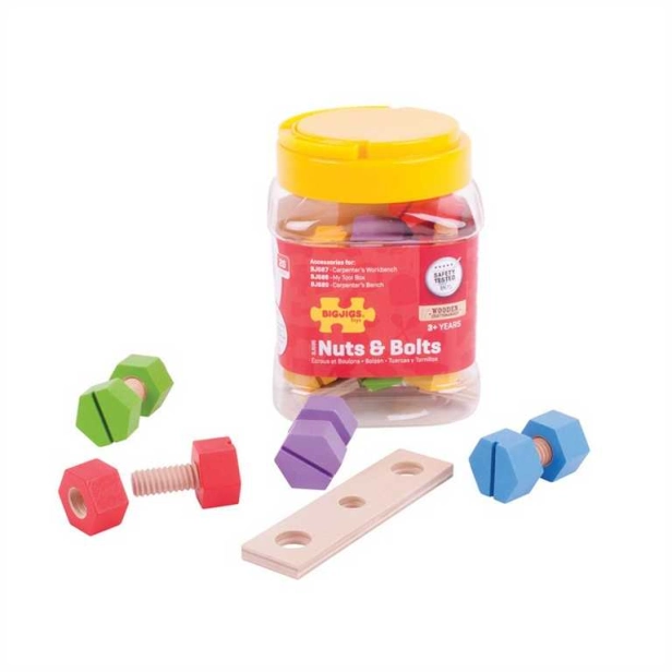 Bigjigs Toys Drevené spojovacie prvky v krabici