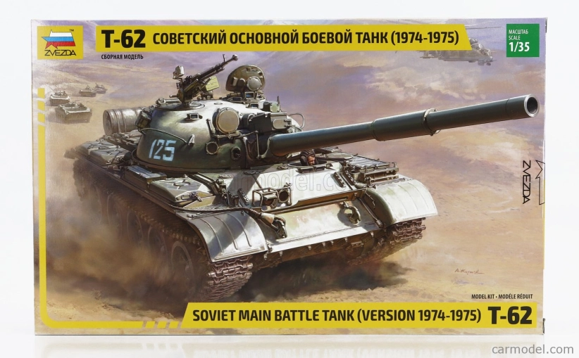 Zvezda Tank T-62 Soviet Main Battle Tank Military 1974 1:35 /