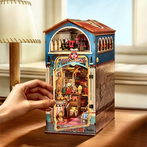 RoboTime 3D skladačka Zarážka na knihy Miniatúra domčeka Hračkárstvo plné pokladov