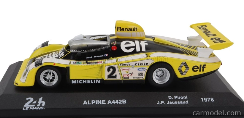 Edicola Renault Alpine A442b 2.0l Turbo V6 Team Renault Sport N 2 Víťaz 24h Le Mans 1978 Didier Pironi - Jean Pierre Jaussaud 1:43 Žltá Biela Čierna