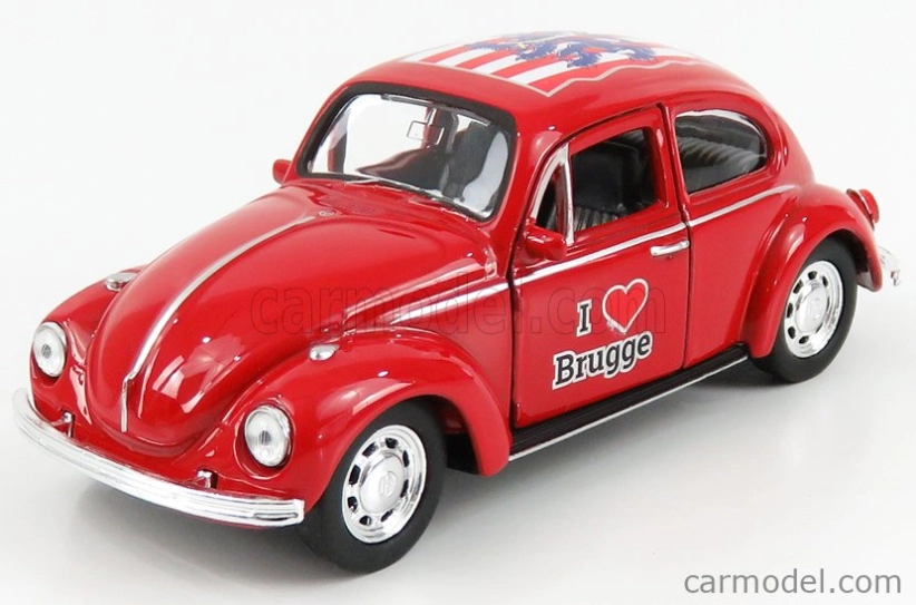 Welly Volkswagen Kafer Beetle 1959 - I Love Brugge - Without Box 1:34 Red