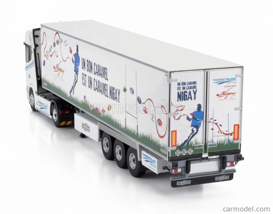 Eligor Scania S500 Semi Frigo Truck Cassonato Chereau Transports Blanc Nigay Rugby 2024 1:43 Bílá