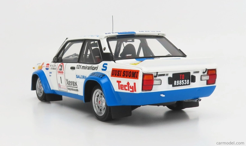 Kyosho Fiat 131 Abarth N 1 Winner Rally 1000 Lakes 1980 1:18, bílomodrá