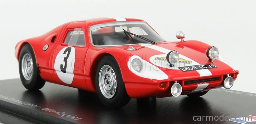 Spark-model Porsche 904 Gts N 3 Rally Des Routes Du Nord 1966 F.dumousseau - M.roques 1:43 Červená biela