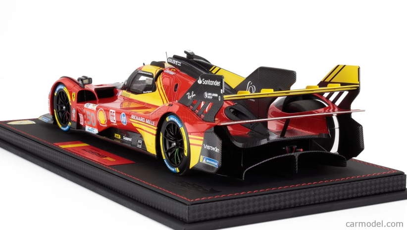 Bbr-models Ferrari 499p 3.0l Turbo V6 Team Ferrari Af Corse N 50 Winner 24h Le Mans 2024 Antonio Fuoco - Miguel Molina - Nicklas Nielsen - Con Vetrina - With Showcase 1:18 Červená Žlutá Černá