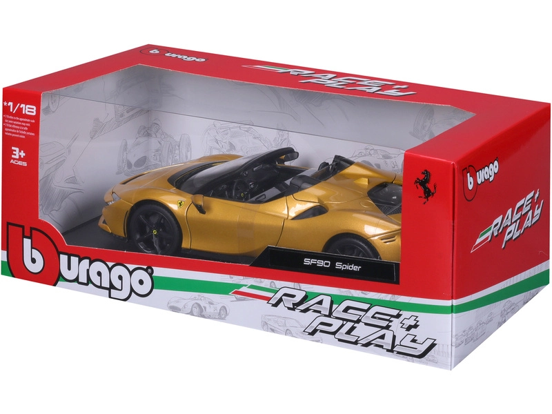 Bburago Ferrari SF90 Spider 1:18 žlutá metalíza