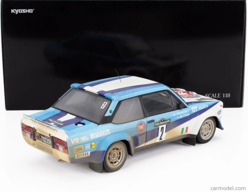 Kyosho Fiat 131 Abarth (dirty And Night Version) N 2 4th Rally Piancavallo 1981 Attilio Bettega - Maurizio Perissinot 1:18 Bílá 2 Tóny Modrá