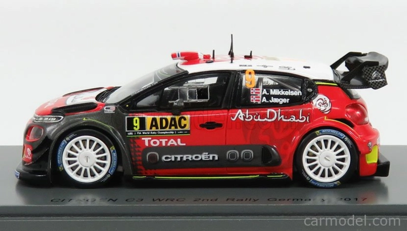 Spark-model Citroen C3 Wrc Team Citroen Total Abu Dhabi Wrt N 9 Rally Nemecko 2017 A.mikkelsen - A.jager 1:43 Červená čierna biela