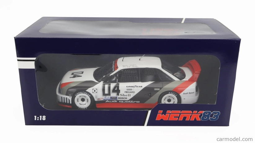 Werk83 Audi 90 Quattro Team Audi Sport N 4 Miller High Life 500km Imsa 1989 Walter Rohrl - Hans Joachim Stuck 1:18 Bílá Šedá Červená