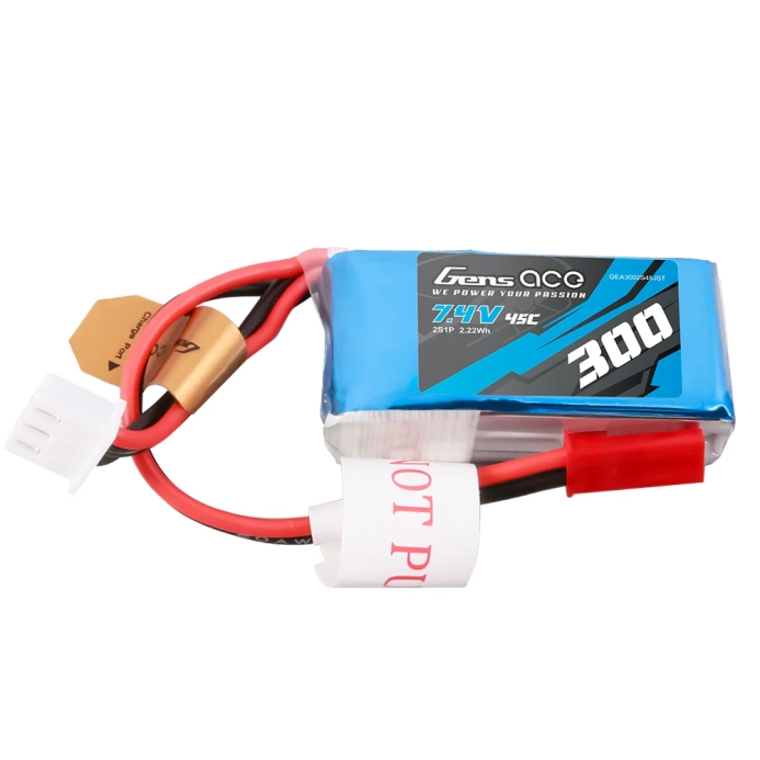 Gens ace akumulátor LiPo 300mAh 7.4V 45C 2S1P JST-SYP Plug | RCprofi.cz