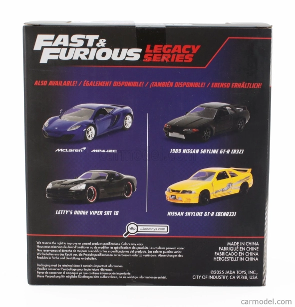 Jada Dodge Set 2x Letty's Viper Srt-10 Coupe + Mclaren Mp4 12c - Fast & Furious 1:32 Black Blue