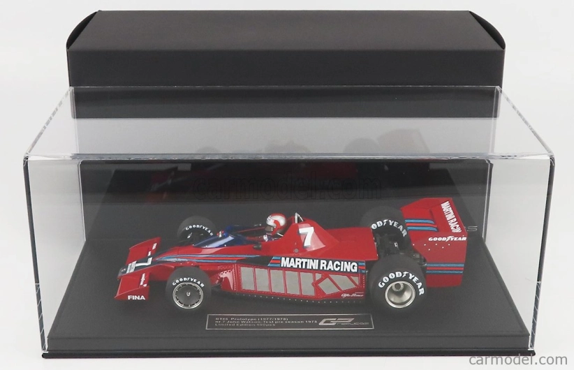 Gp-repliky Brabham F1 Bt46 Alfa Romeo Prototype Martini Racing N 7 Testovacia verzia (s figúrkou pilota) 1977 John Watson - Con Vetrina - S vitrínou 1:18 Červená