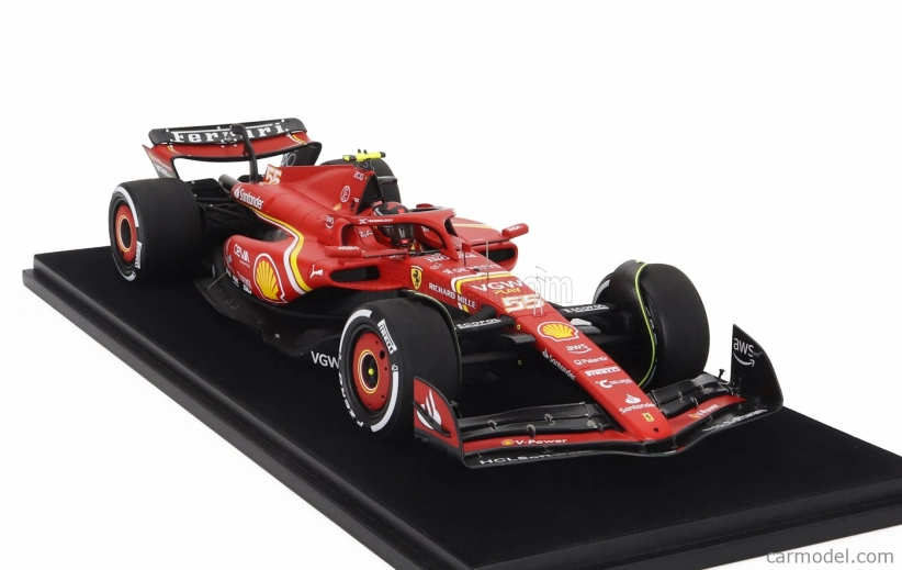 Looksmart Ferrari F1  Sf-24 Team Scuderia Ferrari N 55 3rd Bahrain Gp 2024 Carlos Sainz - Con Vetrina - With Showcase 1:18 Červená Černá