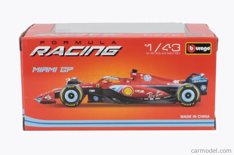 Bburago Ferrari F1 Sf-24 Team Scuderia Ferrari N 16 3rd Miami Gp 2024 Charles Leclerc 1:43 Červená Černá Světle Modrá