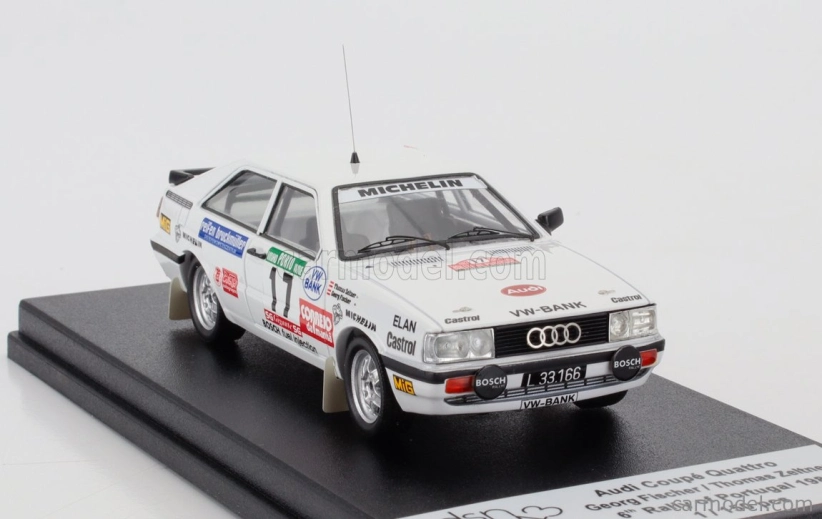 Trofeu Audi Quattro Coupe N 17 Rally Portogallo 1987 Georg Fischer - Thomas Zeltner 1:43 Bílá