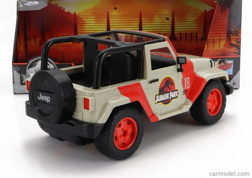 Jada Jeep Wrangler Rubicon Open 2015 - Jurassic World 1:16 Bílá Červená