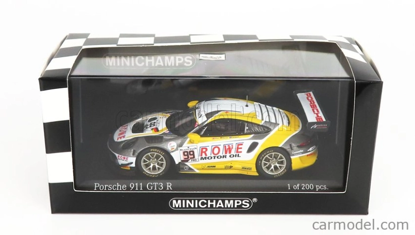 Minichamps Porsche 911 991-2 Team Rowe Racing N 99 7th 24h Spa 2019 D.olsen - M.campbell - D.werner 1:43 Sivá Biela Žltá