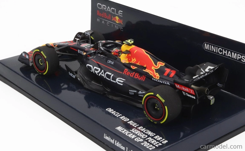Minichamps Red bull F1 Rb18 Team Oracle Red Bull Racing N 11 3rd Mexico Gp 2022 Sergio Perez 1:43 Matná modrá žltá červená