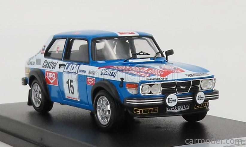 Trofeu Saab 99 Team Konela Racing N 15 Rally 1000 Lakes 1977 T.rainio - E.nyman 1:43 Modrá Biela
