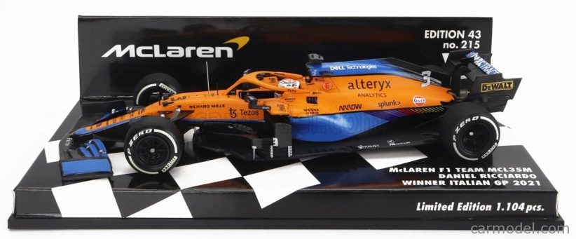 Minichamps Mclaren F1 Mcl35l Mercedes M12 Eq Power+ Team Mclaren N 3 Winner Italy Gp 2021 Daniel Ricciardo 1:43 Oranžová svetlo modrá
