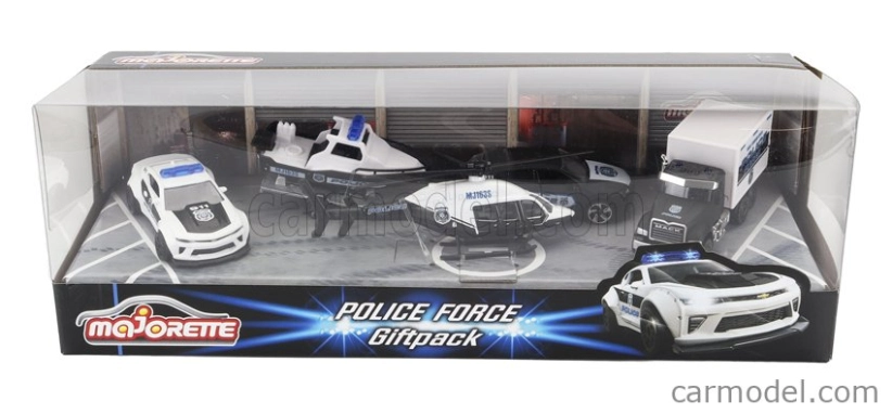 Majorette Chevrolet Set Assortment 5 Cars Police Force Pieces 1:64 Bílá Černá