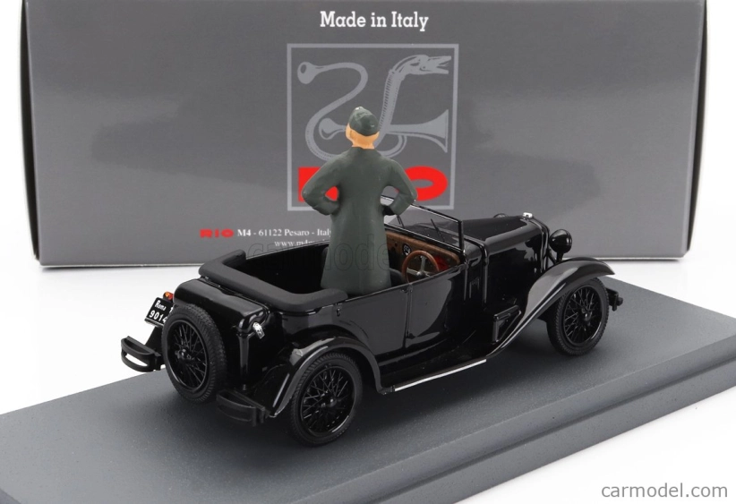 Rio-models Alfa romeo 1750 Torpedo Spider Milano 1944 With Benito Mussolini Figure 1:43 Black