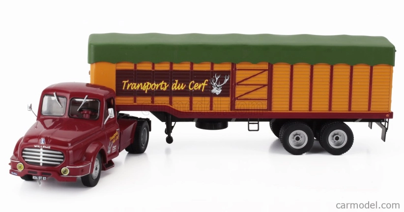 Edicola Willeme Lc610 Truck Transports Du Cerf 1952 - bez karty Box 1:43 červená oranžová zelená