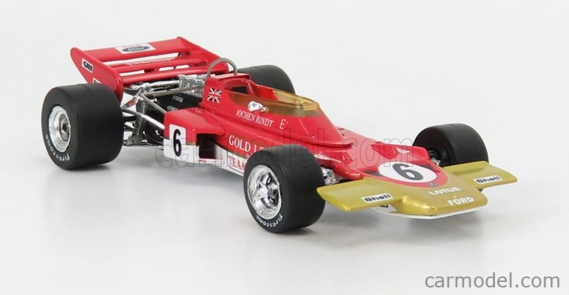 Quartzo Lotus F1 72c Team Lotus N 6 Víťaz majstrovstiev sveta v GP Francúzska 1970 Jochen Rindt 1:43 Červené zlato
