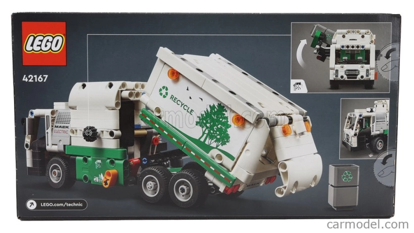 Lego Mack Lego Technic - Lr Elektrické smetiarske auto Raccolta Rifiuti Urbani - 252 dielikov Bielozelená