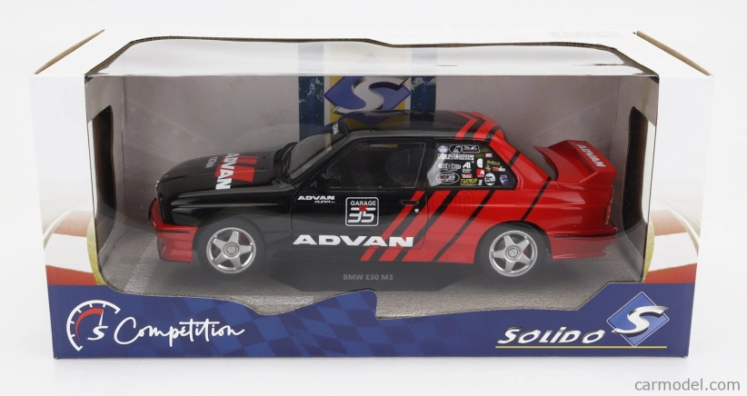 Solido BMW radu 3 M3 (e30) Advan Rally Drift Team 1990 1:18 Červená čierna