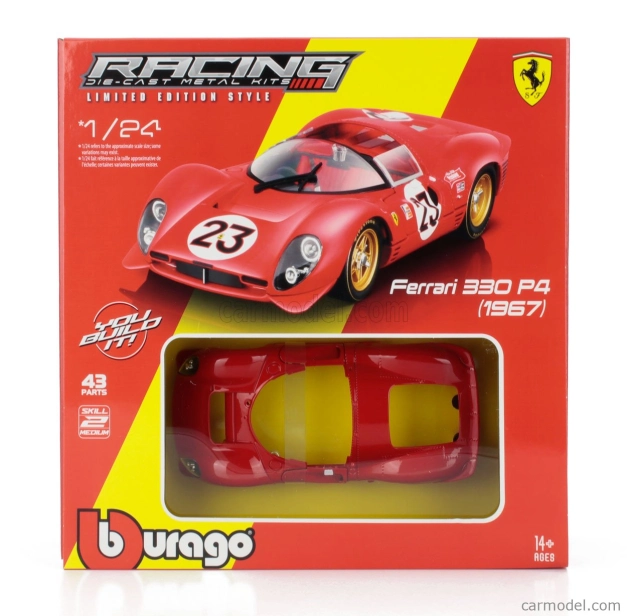 Bburago Ferrari 330 P3 4.0l V12 Spider Team Ferrari Spa Sefac N 23 Winner 24h Daytona 1967 Lorenzo Bandini – Chris Amon 1:24 Red