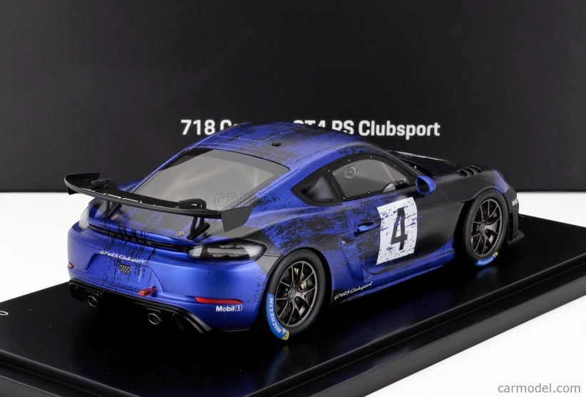 Spark-model Porsche 718 (982) Cayman Gt4 Rs N 4 Clubsport 2023 - Con Vetrina - S vitrínou 1:18 Blue Black
