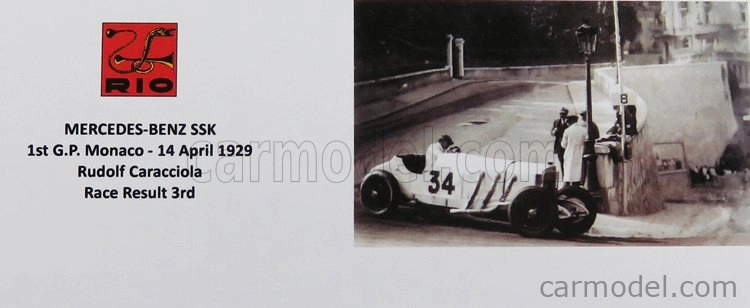 Rio-models Mercedes benz F1 Ssk N 34 3rd Monaco Gp 1929 R.caracciola 1:43 Bílá