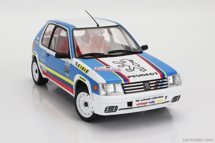 Solido Peugeot 205 1.9 Rally Schwab Collection 1990 1:18 Světle Modrá