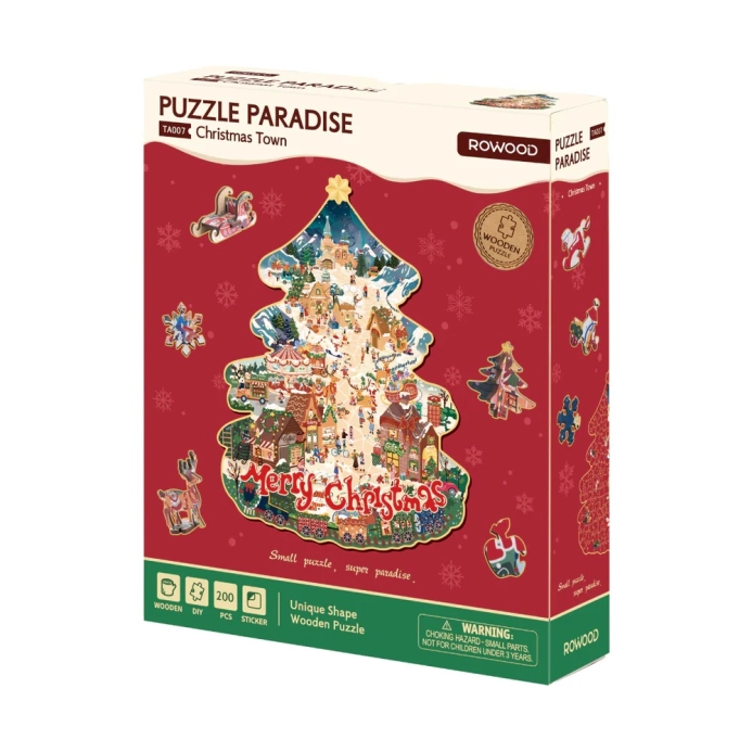 RoboTime Drevené puzzle Vianočné mestečko