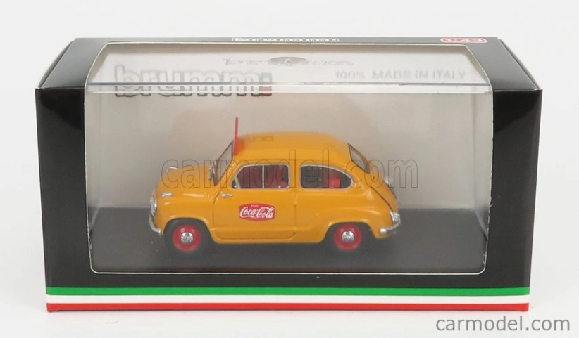 Brumm Fiat 600 I Series Veicolo Publicitario Coca-cola Olimpiadi Di Roma 1960 1:43 Žltá