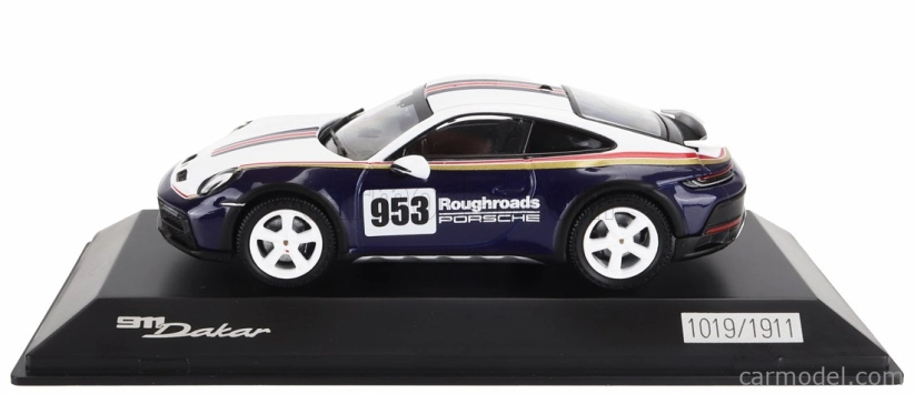 Spark-model Porsche 911 992 N 953 Rally Dakar Roughroads Design Paket Coupe 2023 1:43 Bílá Modrá