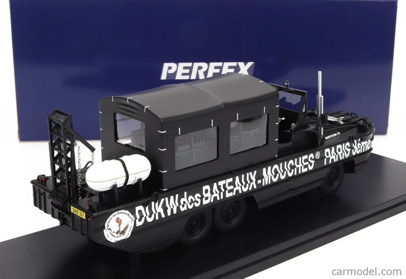 Perfex GMC Dukw Cckw 353 Truck Boat Bateaux Mouches Paris Anfibio Gommato 3-assi 1965 1:43 Black